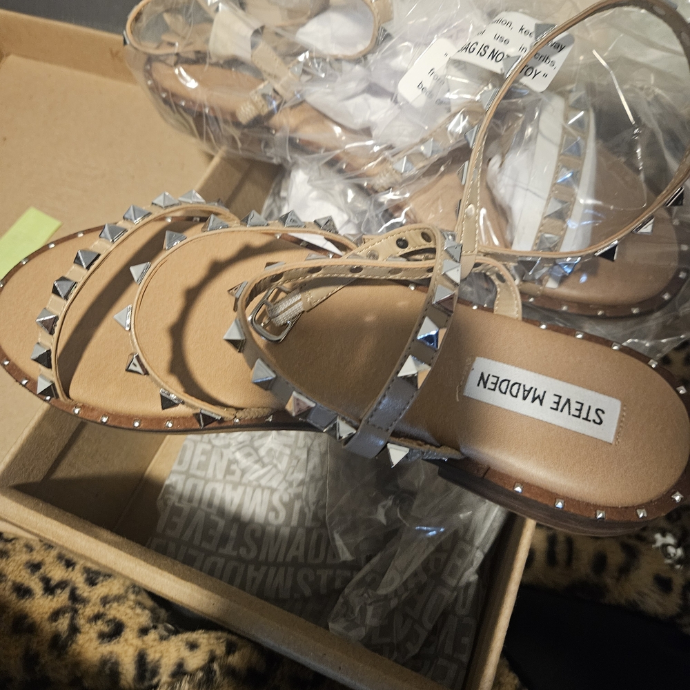 Steve Madden Beige Studded Sandals